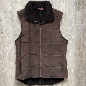 BONZ Chocolate Brown Lamb Skin Leather‎ Soft Sherpa Wool Sheep Skin Hide Vest M​